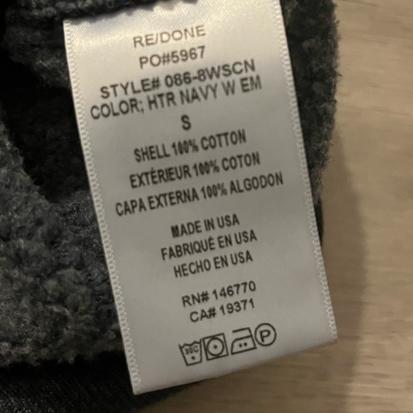 Re/Done Cropped “Shrunken”  Floral Embroidered Crewneck Sweatshirt - Picture 5 of 9